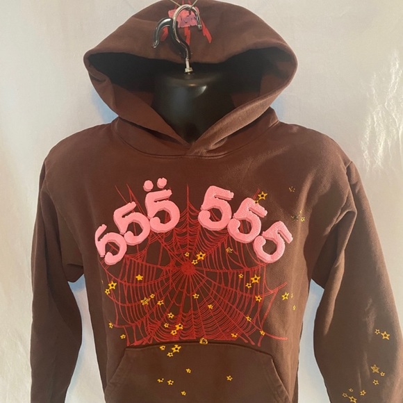 Sp5der | Shirts | Sp5der Worldwide 555 Angel Number Hoodie Size Small Brown  Pink Young Thug New | Poshmark